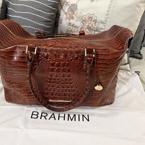 Brahmin Pecan Duxbury Weekender w/Strap